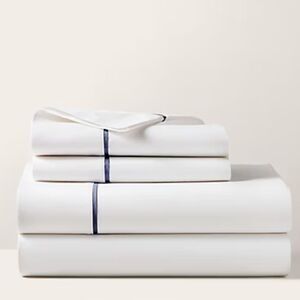 NWT Ralph Lauren Twin Flat Sheet Organic Cotton Palmer Polo Navy Blue